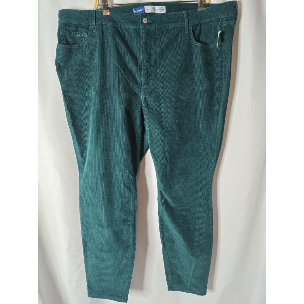 Old Navy High Rise Rockstar Super Skinny Corduroy Pant Ocean Scene Green size 24